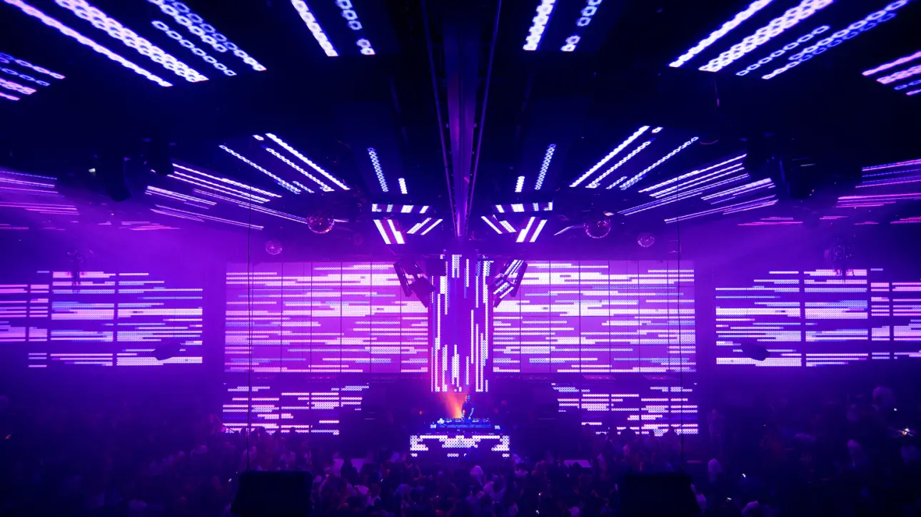 Most exclusive Bollywood Night Club in Dubai with neon dance floor and VIP lounge seating